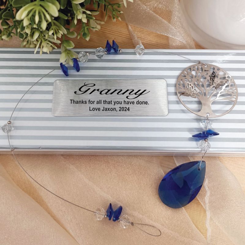 Personalised Grandma Tree of Life Suncatcher- Blue