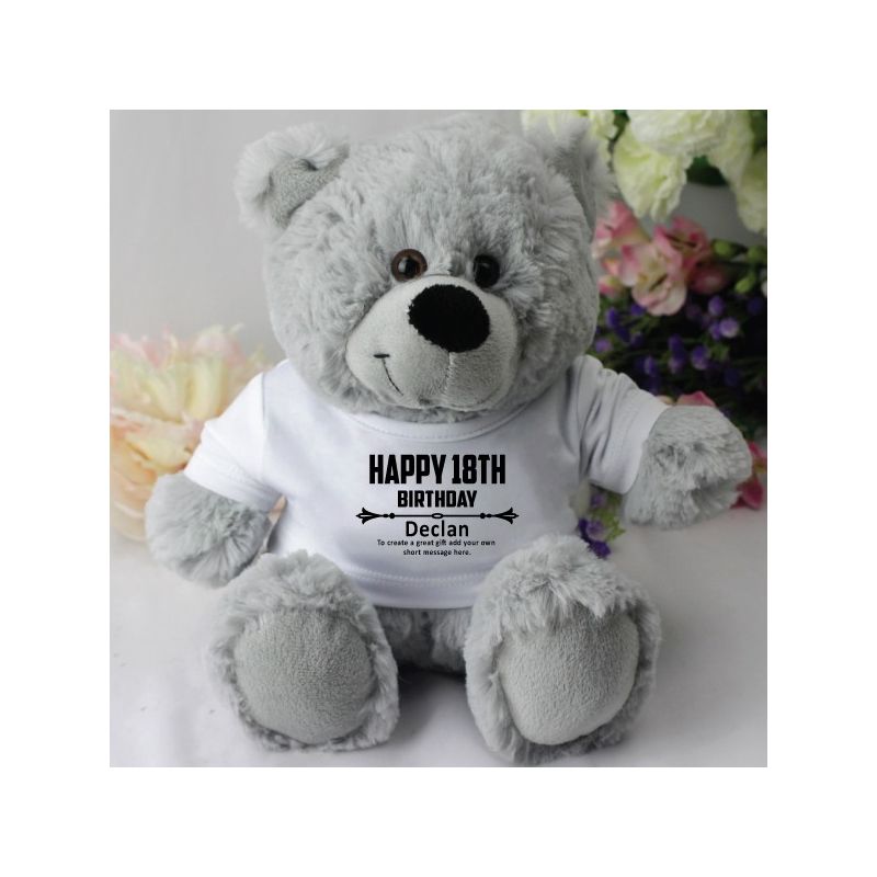 Personalised 18th Birthday Teddy Bear - Grey