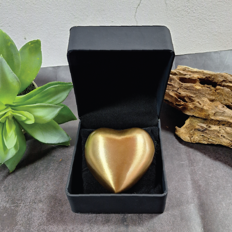 Memorial Cremation Urn For Ashes Gold Brass Heart