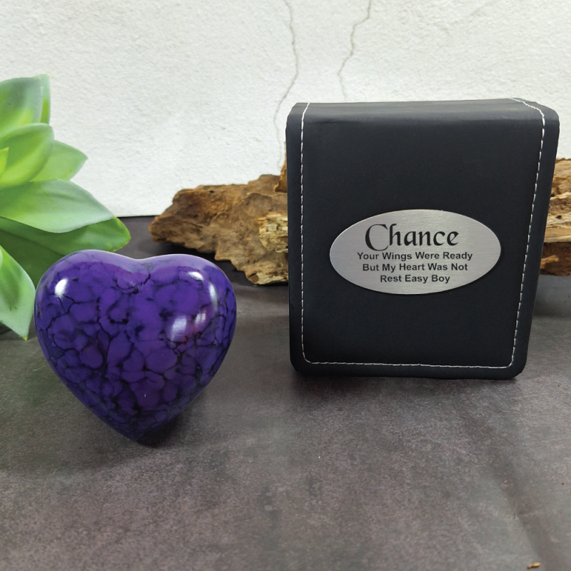 Pet Memorial keepsake Urn For Ashes Purple Heart