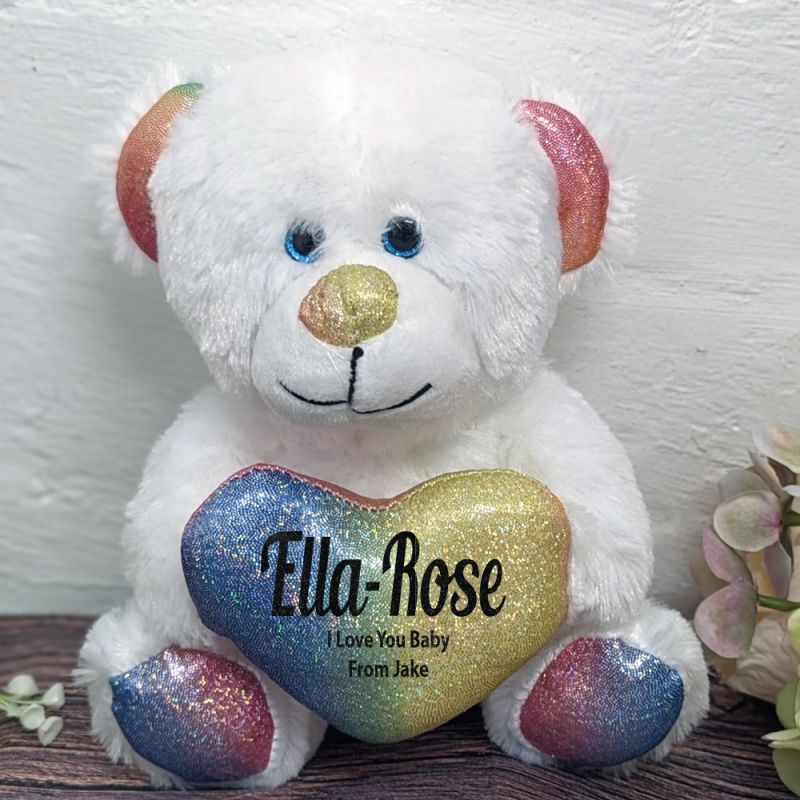 Valentines Day Rainbow Bear With Love Heart