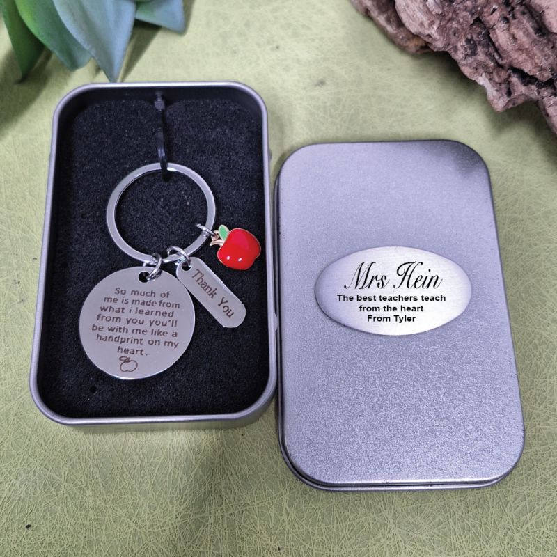 Thank You Teacher Keyring in Personalised Tin