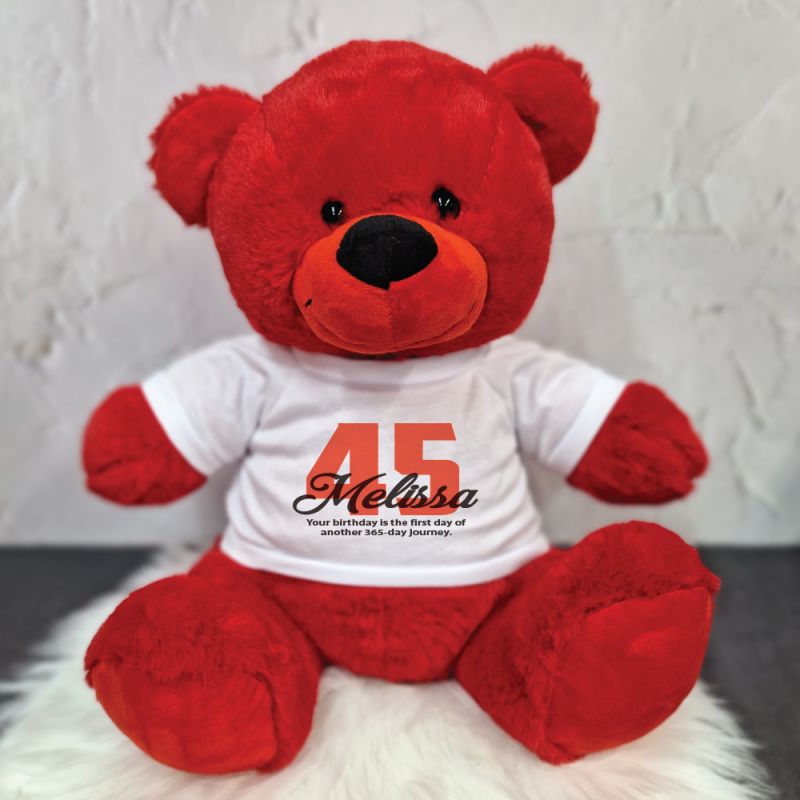 Personalised Birthday Red Bear with T-Shirt 40cm