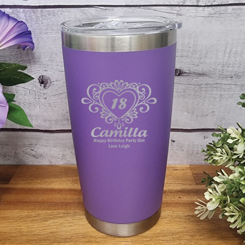 Birthday Insulated Travel Mug 600ml Purple