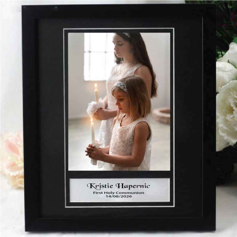 Personalised Communion Photo Frame 6x8 Black