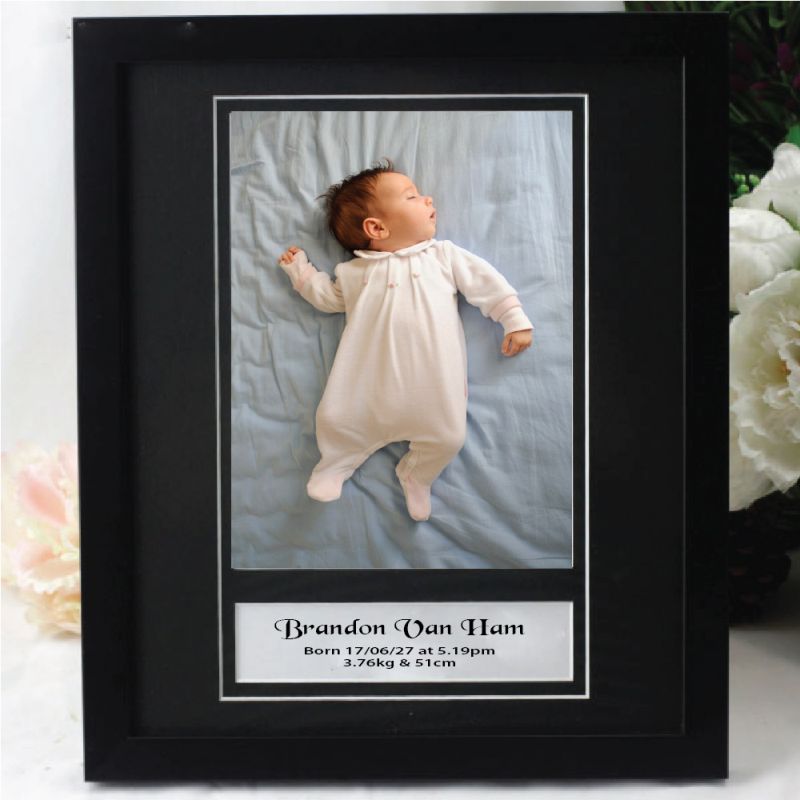 Baby Personalised Photo Frame 6x8 Black
