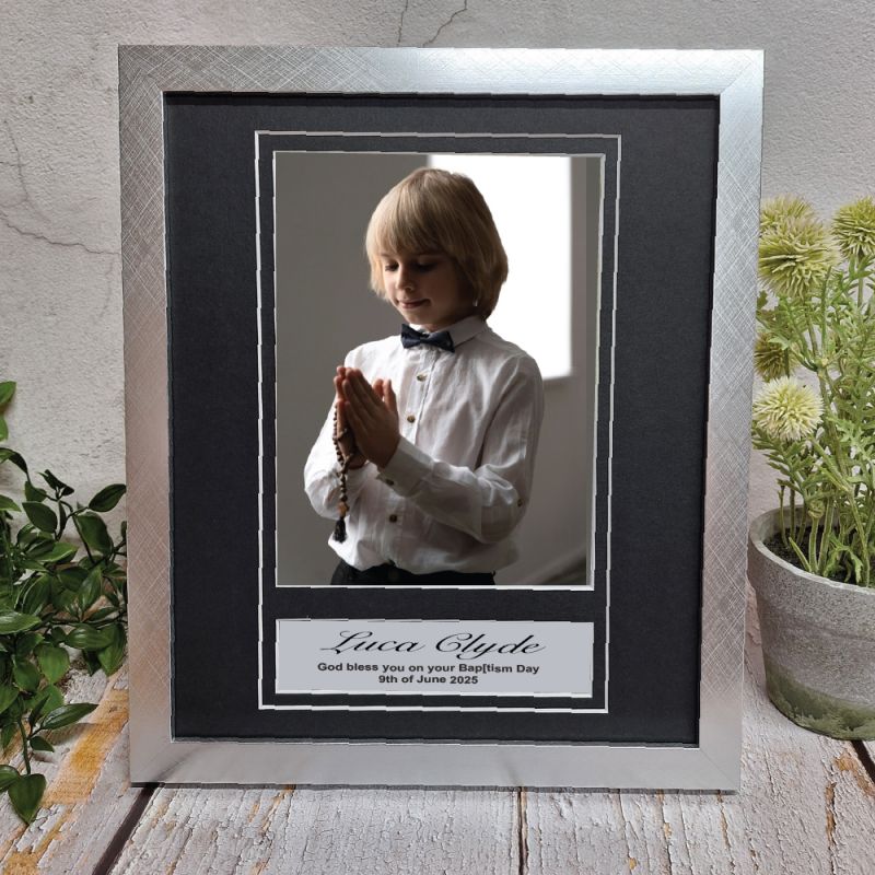 Personalised Baptism Photo Frame 6x8 Silver