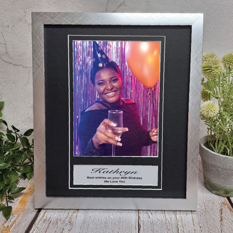 Birthday Personalised Photo Frame 6x8 Silver