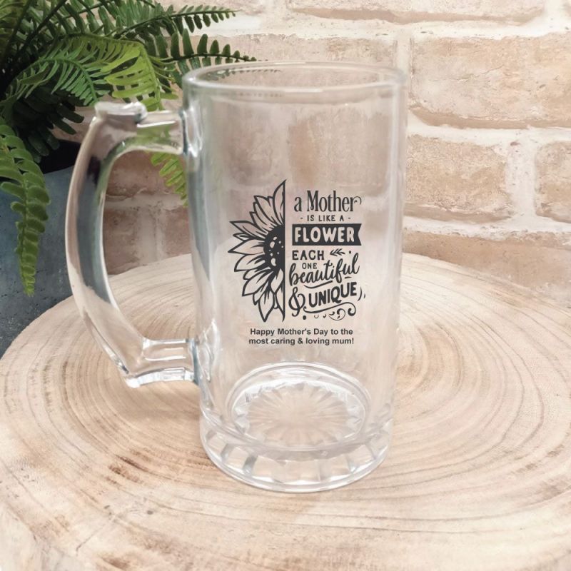 A Mother is Like a Flower Glass Stein