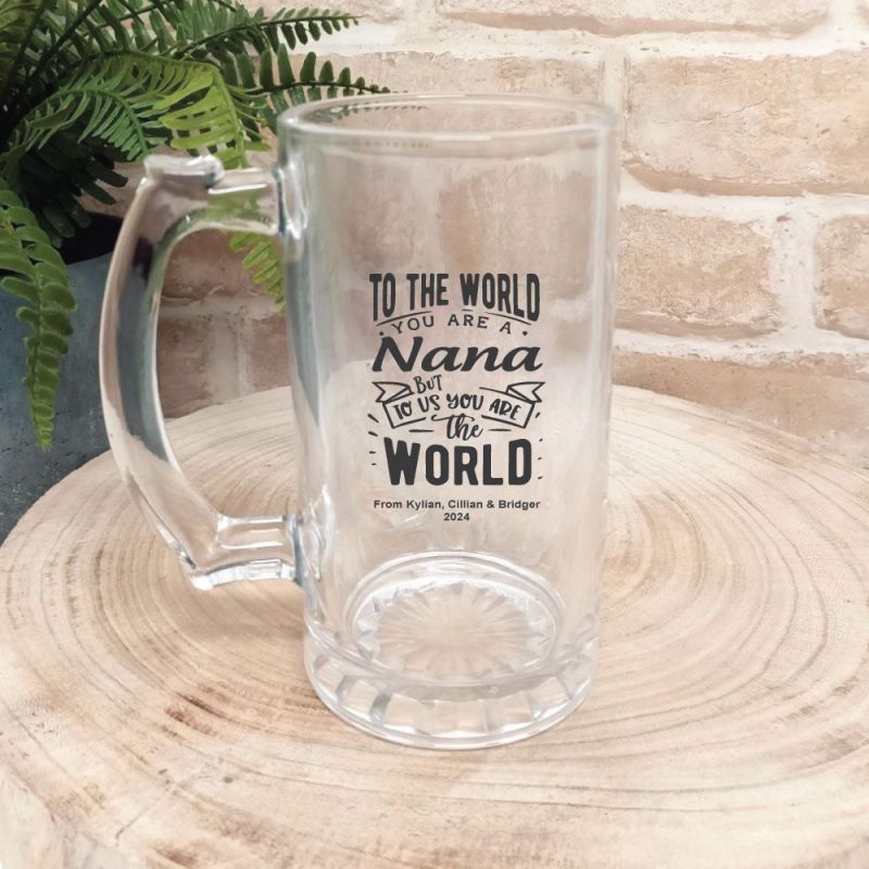 Nana You're My World Glass Stein