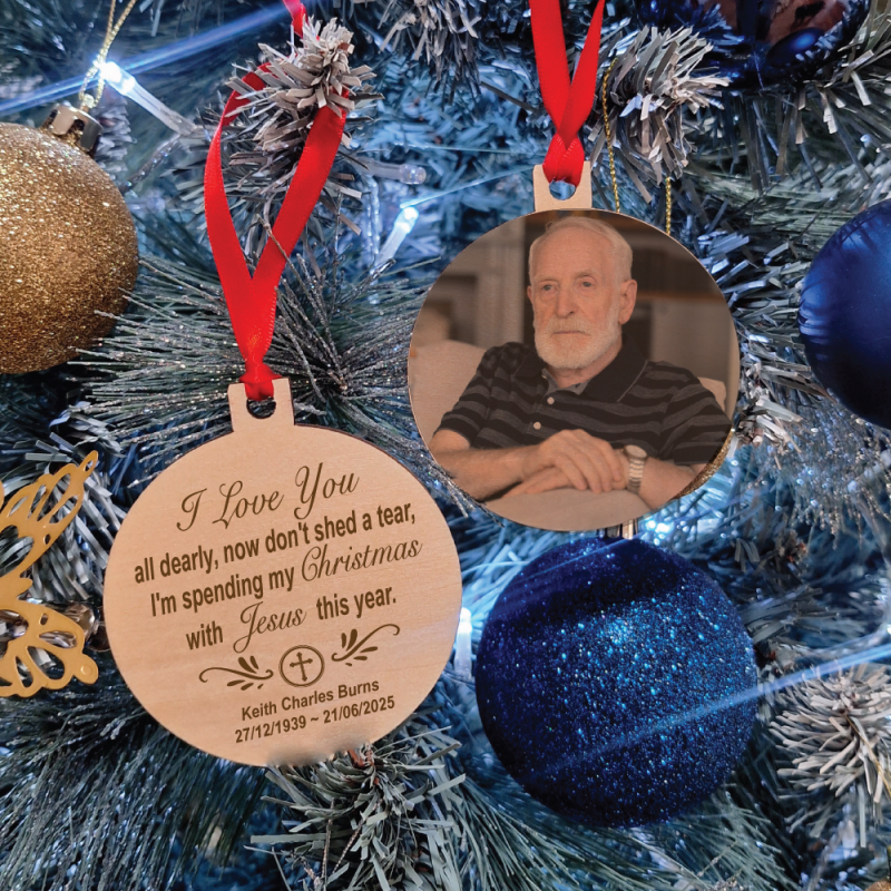 Memorial Christmas Photo Wooden Ornament - With Jesus