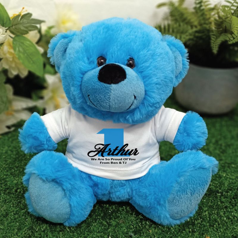 Personalised 1st Birthday Teddy Bear Plush Blue