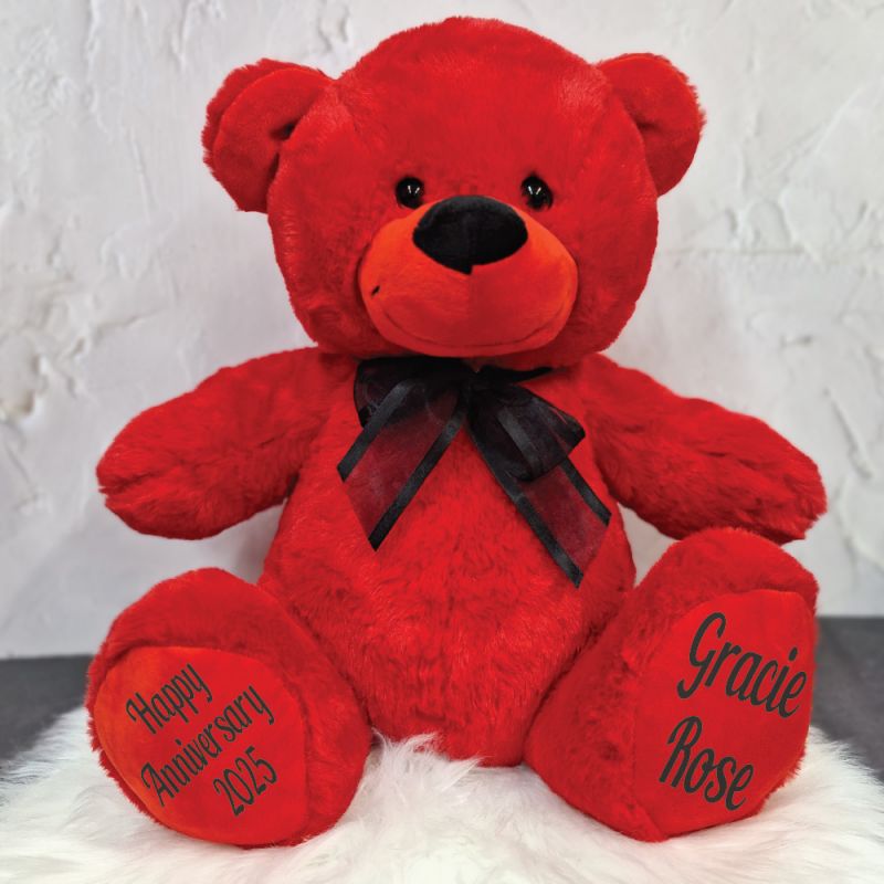Anniversary Love Bear 40cm Red with Black Ribbon