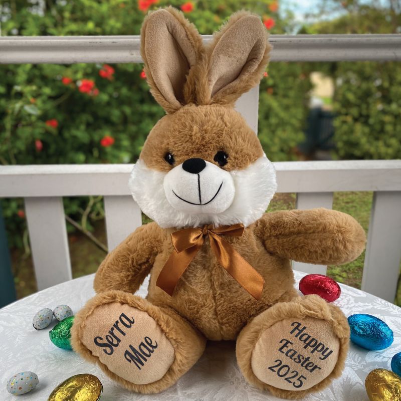 Personalised Easter Bunny Plush Beanie Brown