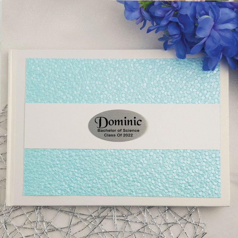 Graduation Guest Book Memory Album- Blue Pebble