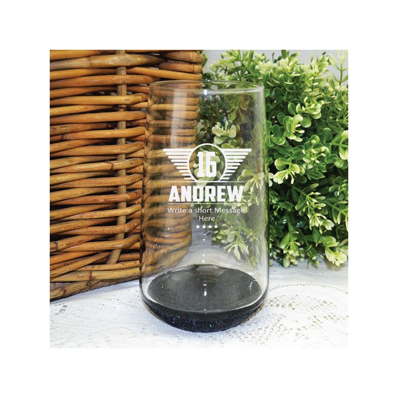 16th Birthday Engraved Personalised Glass Tumbler (M)