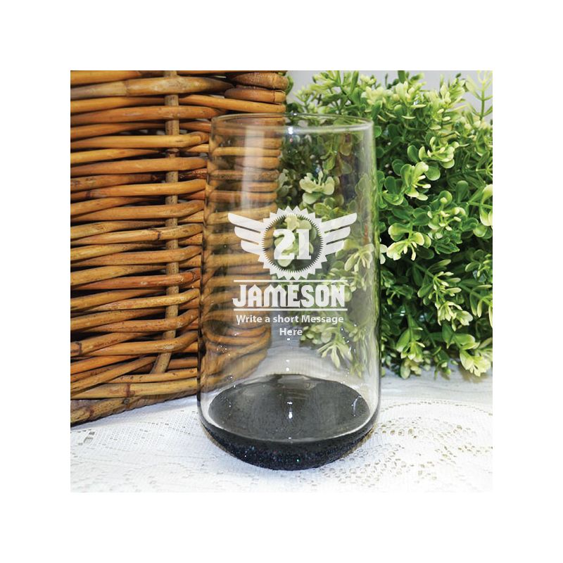 21st Birthday Engraved Personalised Glass Tumbler (M)