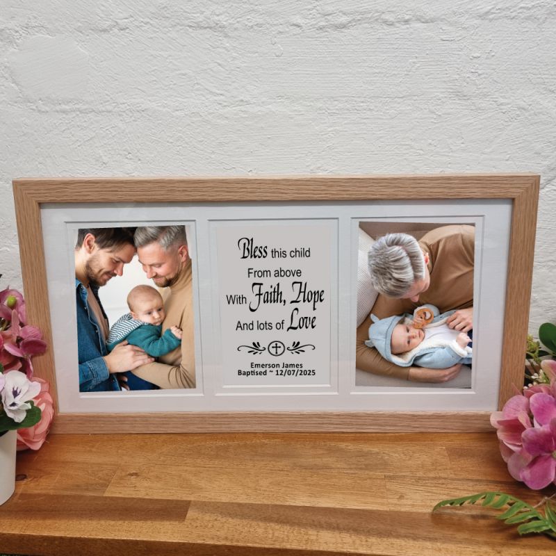 Baptism Gallery Wood Frame 4x6 Typography Print