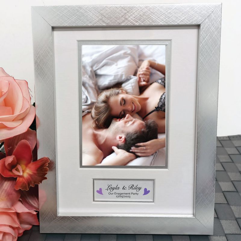 Engagement Photo Frame Silver Wood 4x6 Photo