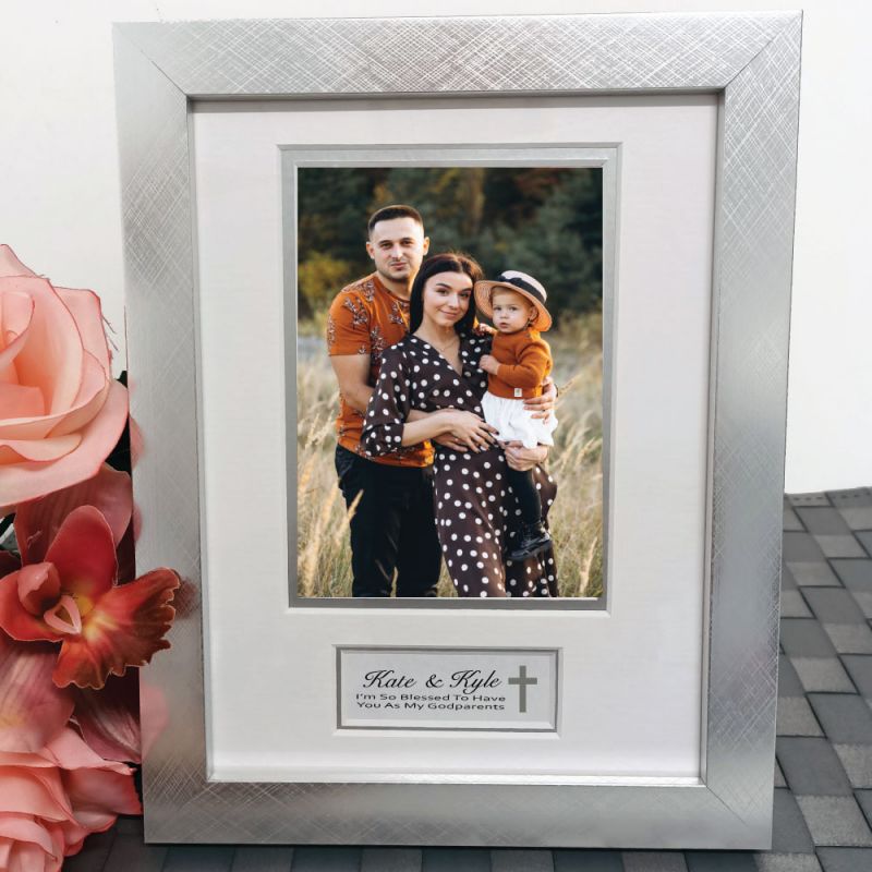 Godparent Photo Frame Silver Wood 4x6 Photo