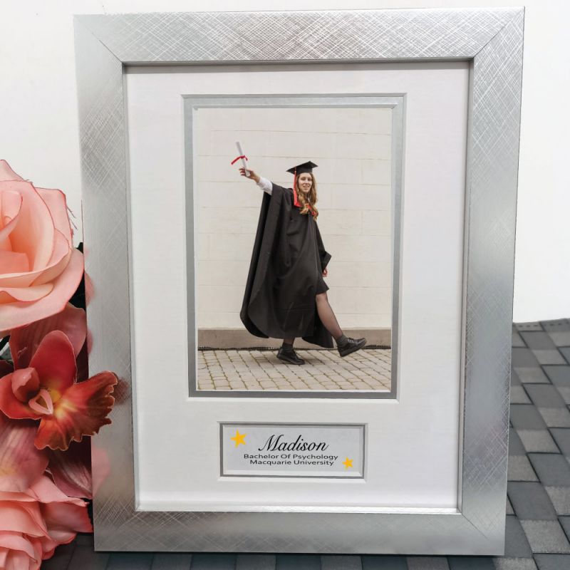 Graduation Photo Frame Silver Wood 4x6 Photo