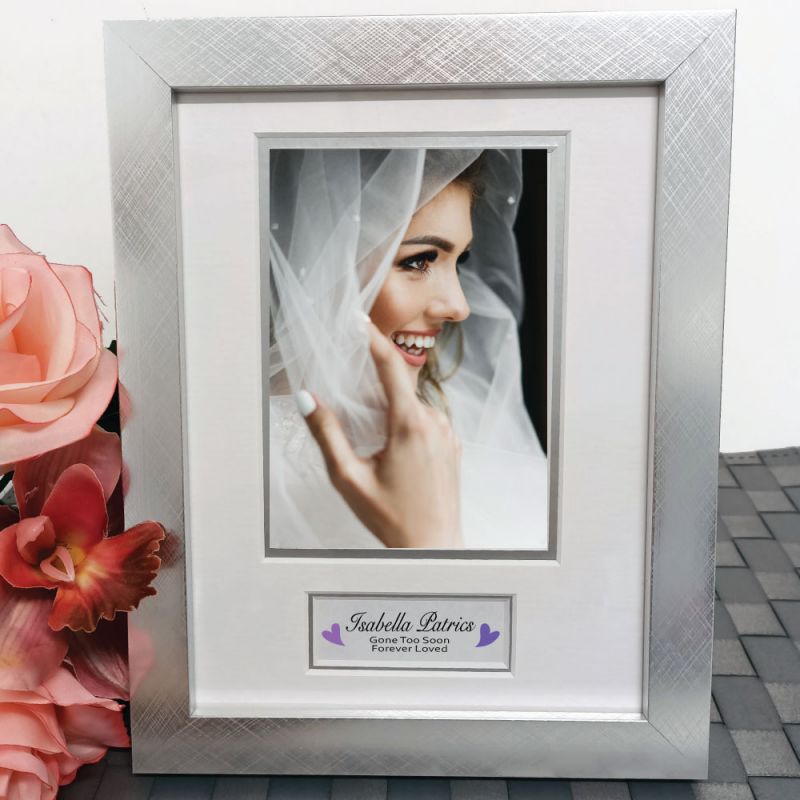 Memorial Photo Frame Silver Wood 4x6 Photo