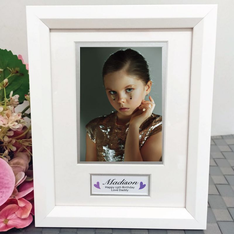 13th Birthday Photo Frame White Wood 4x6 Photo