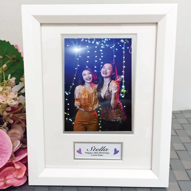 18th Birthday Photo Frame White Wood 4x6 Photo