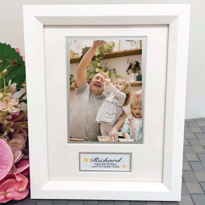 80th Birthday Photo Frame White Wood 4x6 Photo