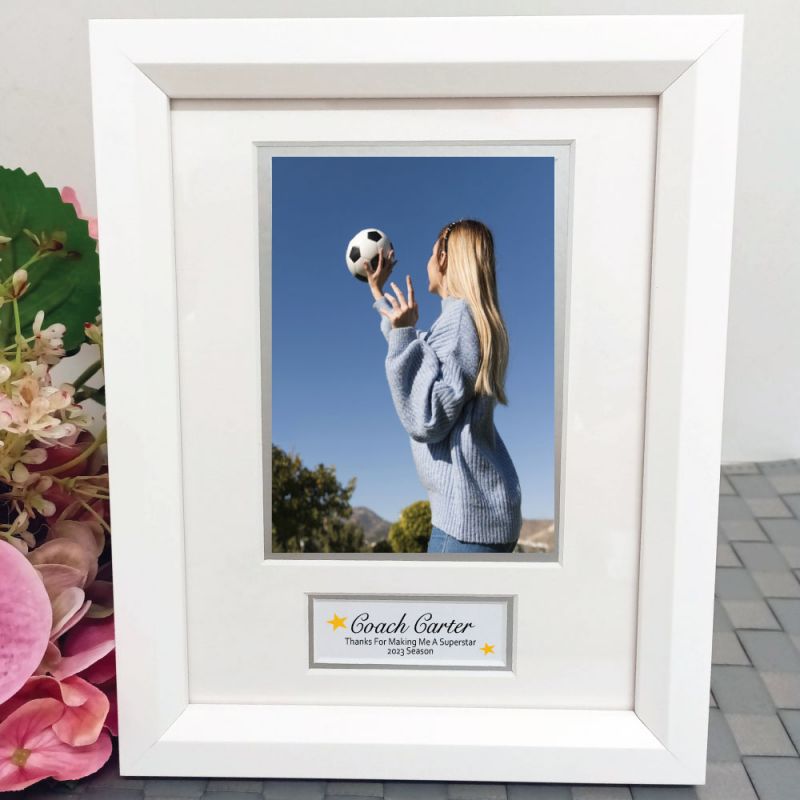 Coach Photo Frame White Wood 4x6 Photo