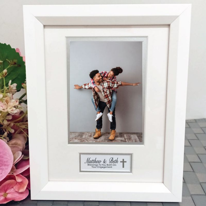Engagement Photo Frame White Wood 4x6 Photo