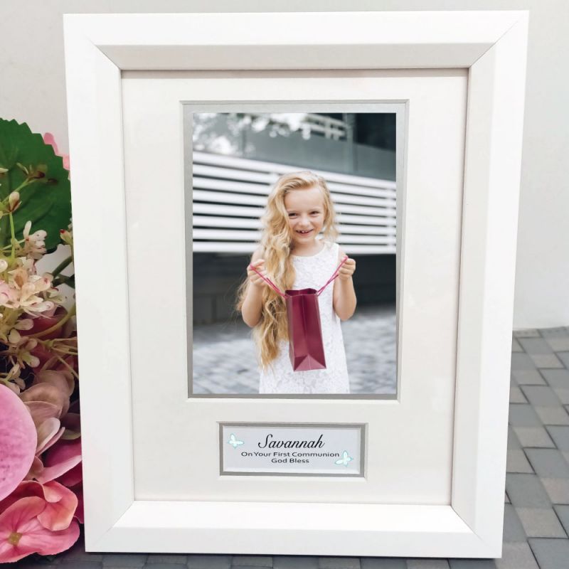 Communion Photo Frame White Wood 4x6 Photo