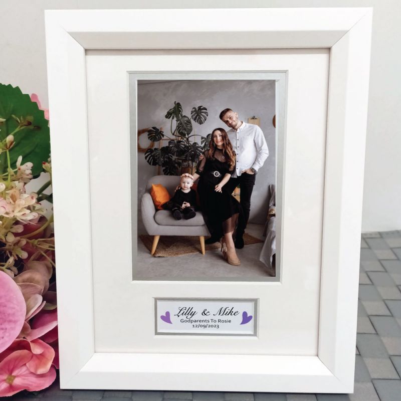 Godparents Photo Frame White Wood 4x6 Photo