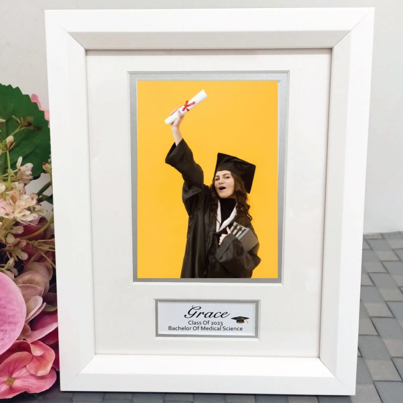 Graduation Photo Frame White Wood 4x6 Photo