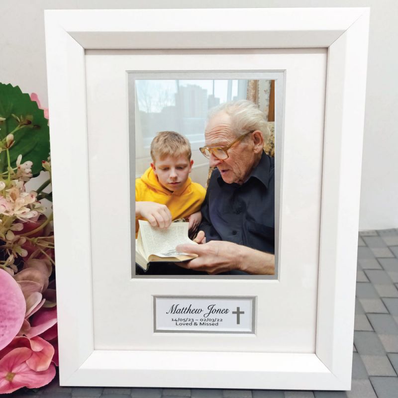 Memorial Photo Frame White Wood 4x6 Photo