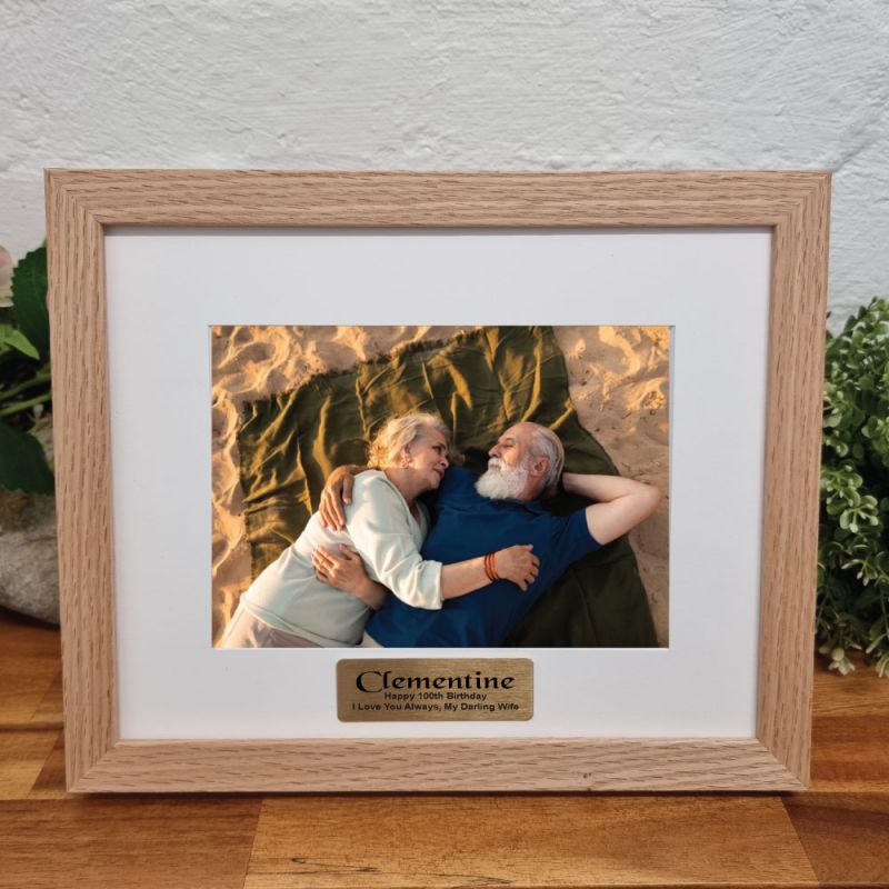 100th Birthday Photo Frame Natural Wood