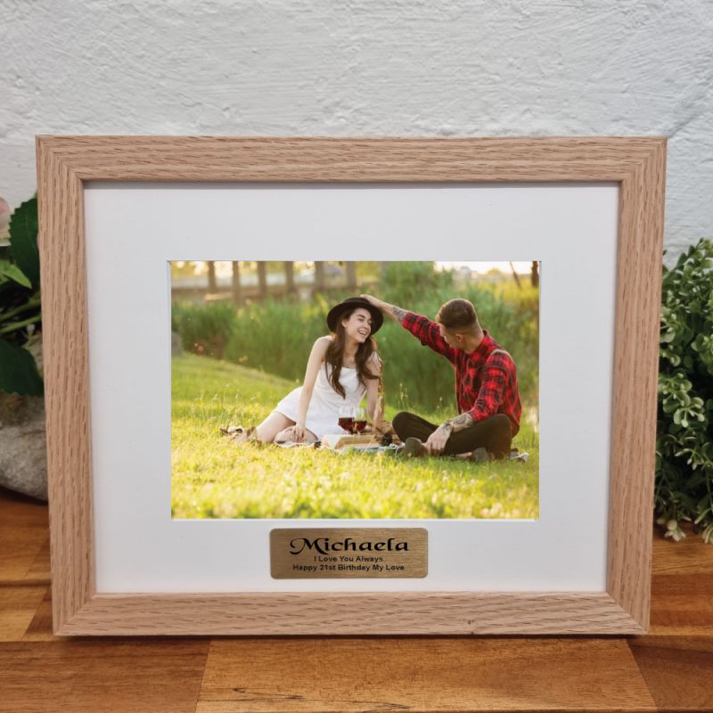 21st Birthday Photo Frame Natural Wood