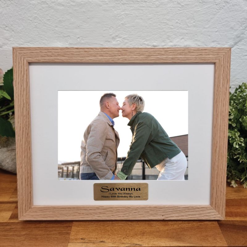 50th Birthday Photo Frame Victorian Natural Wood