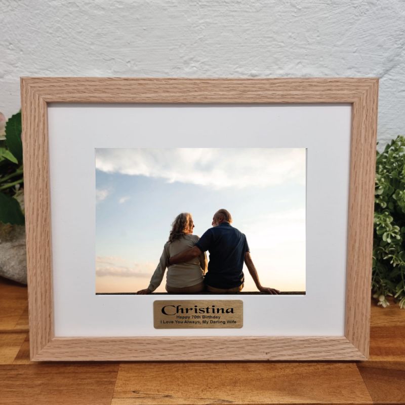 70th Birthday Photo Frame Natural Wood