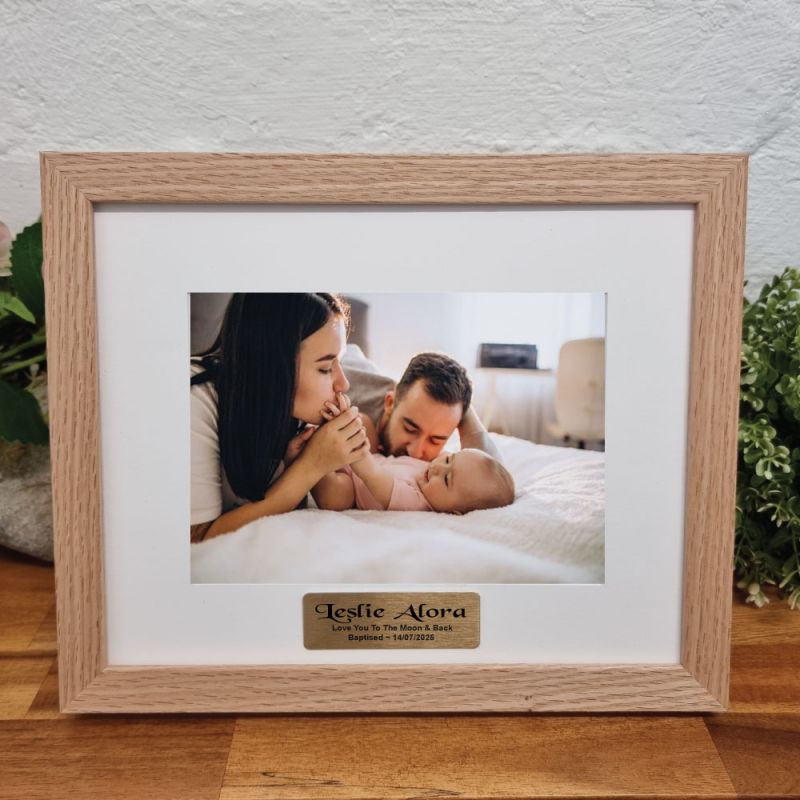 Baptism Photo Frame Natural Wood