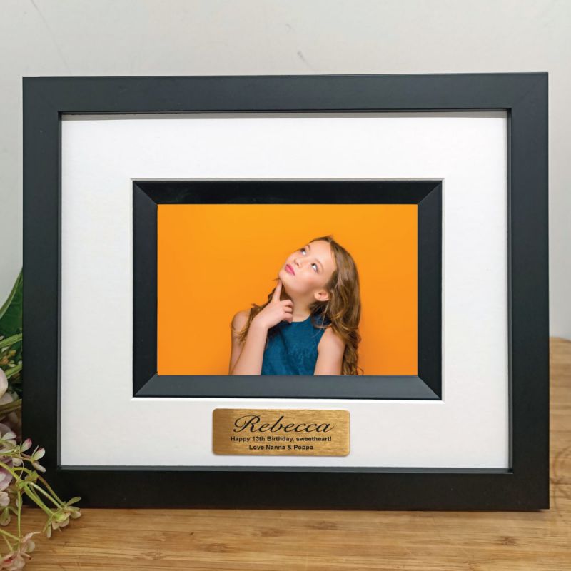 13th Birthday Personalised Photo Frame Silhouette Black 4x6 