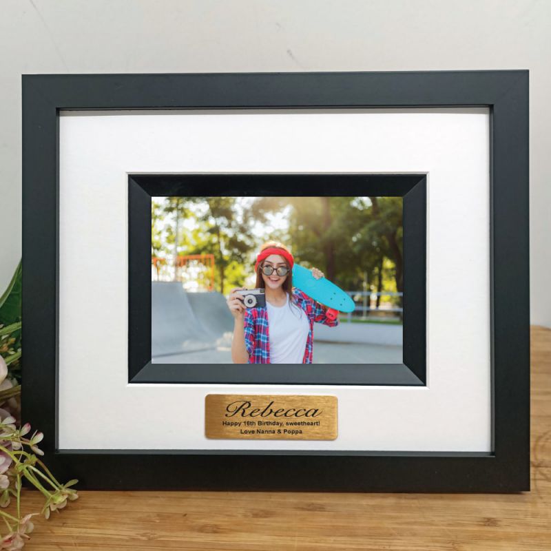16th Birthday Personalised Photo Frame Silhouette Black 4x6 