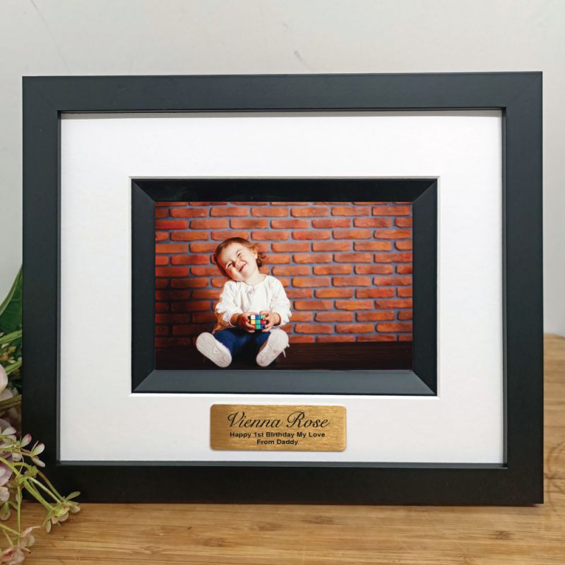 1st Birthday Personalised Photo Frame Silhouette Black 4x6 
