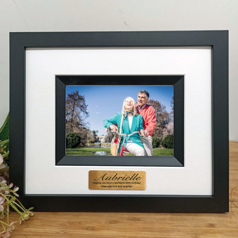 60th Birthday Personalised Photo Frame Silhouette Black 4x6 