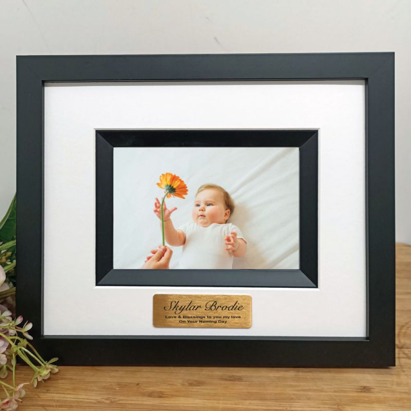 Naming Day Personalised Photo Frame Silhouette Black 4x6 