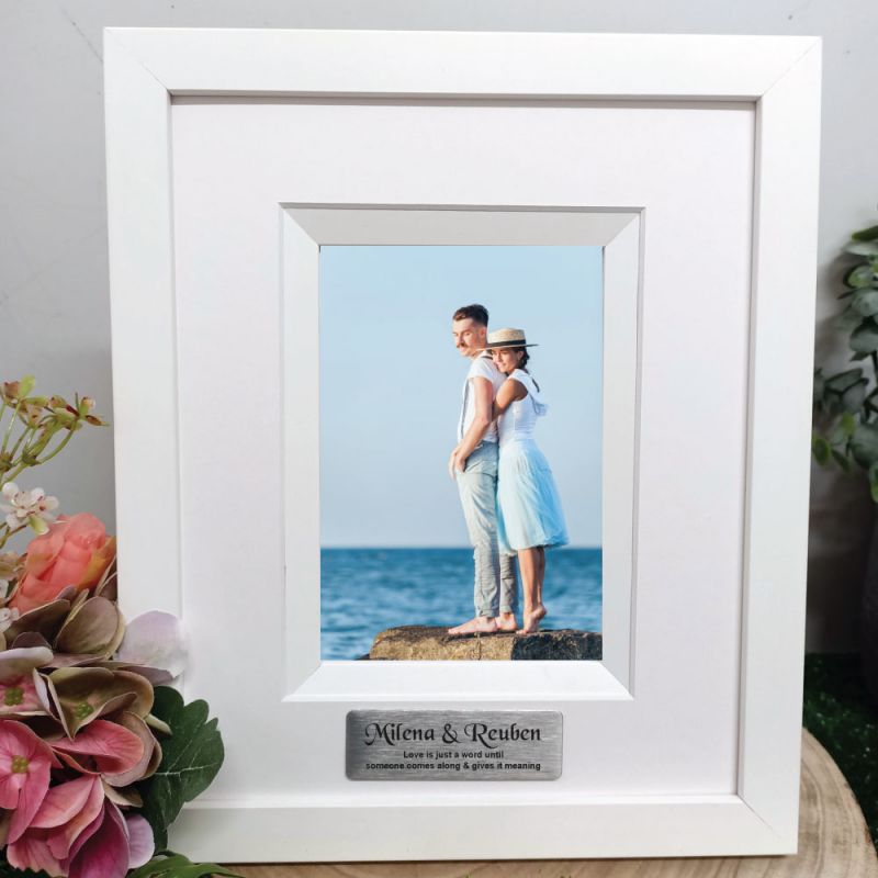 Engagement Photo Frame 4x6 Personalised Silhouette White