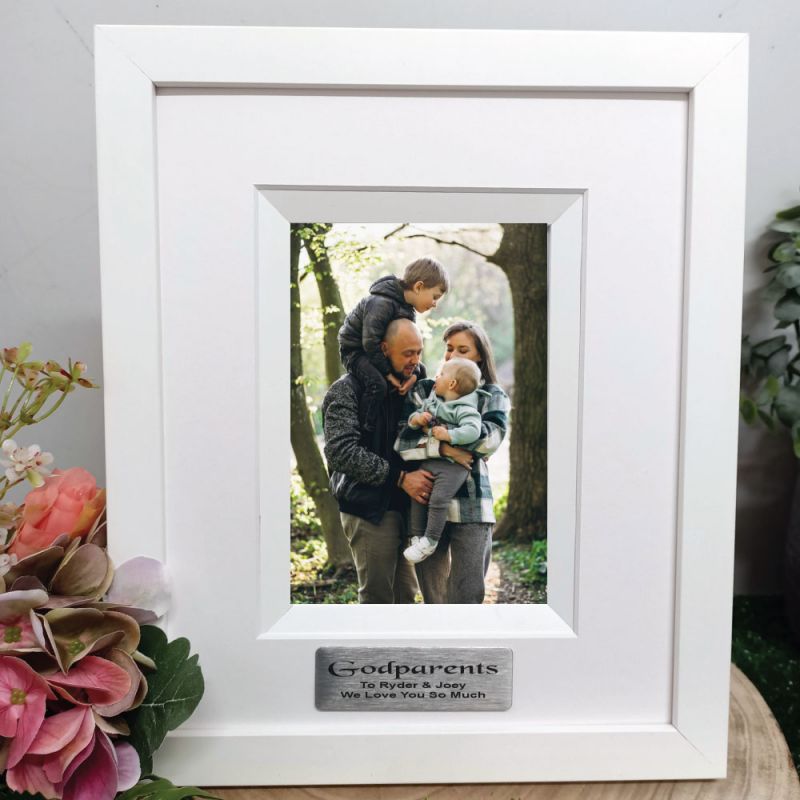Godparent Personalised Photo Frame Silhouette White 4x6 
