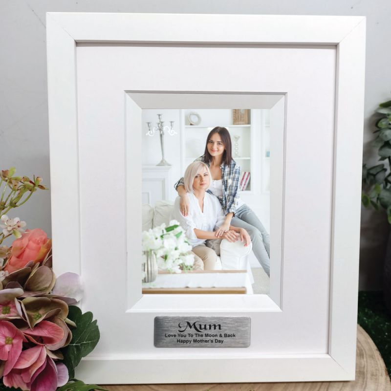 Mum Personalised Photo Frame Silhouette White 4x6 