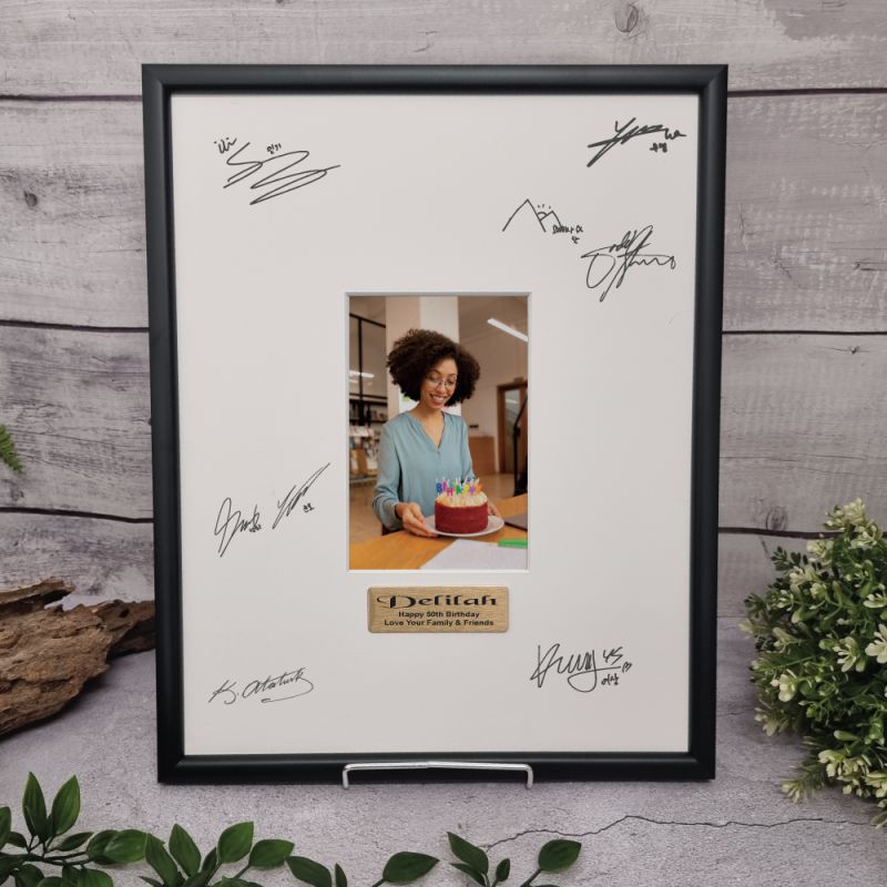 50th Birthday Black Signature Frame 4x6 Photo