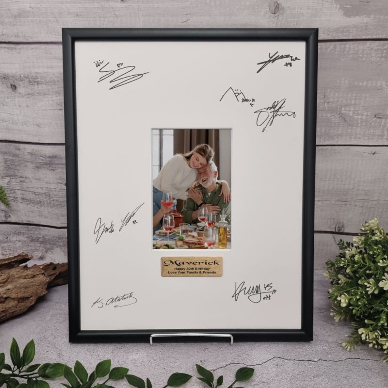 80th Birthday Black Signature Frame 4x6 Photo